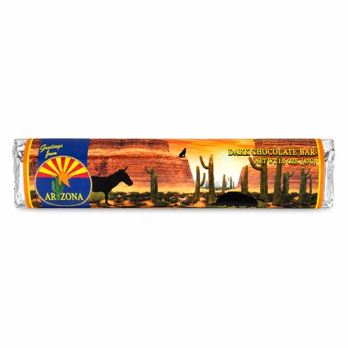 Arizona Dark Chocolate Bar 1.5 oz with Southwestern desert design