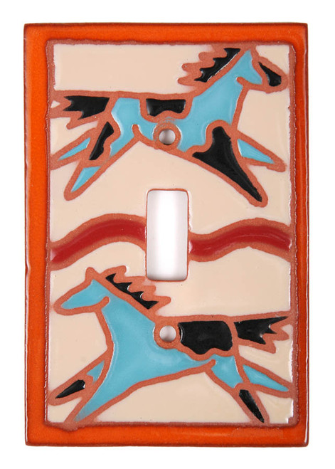 Spirit Pony Switch Plate Cover - Turquoise & Black Mixed Ponies