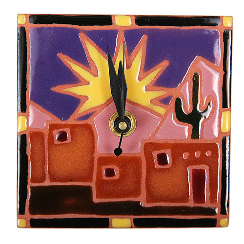 Adobe Scene with Sun Desk Clock