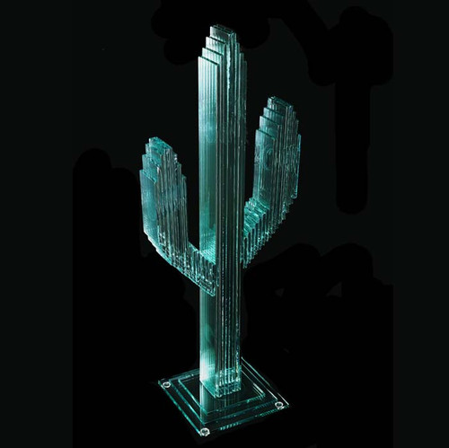 Vertical Glass Cactus 23 Wglass Base Arizona Ts 1418