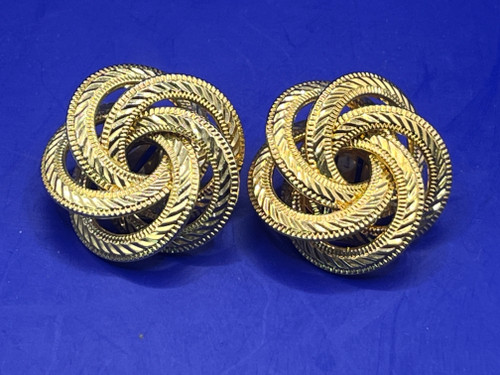 Vintage Gold-Toned Givenchy Round Spiral Clip-On Earrings Signed