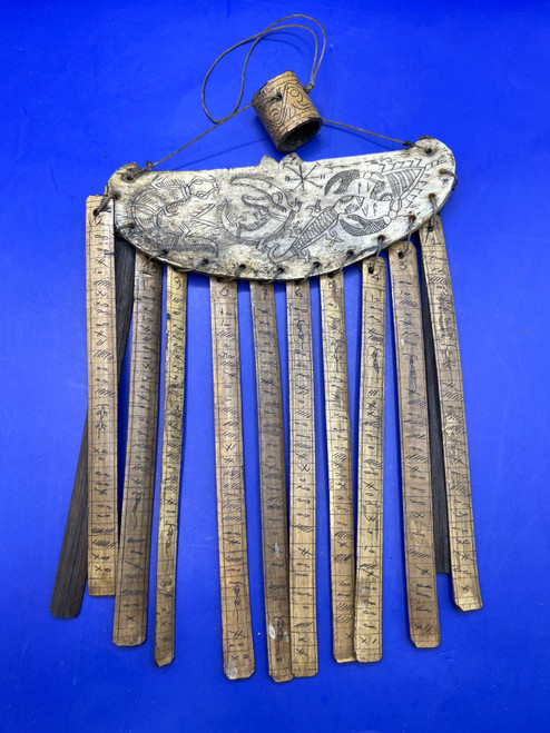 Batak Etched Bone and Bamboo Calendar Chime | Scorpion, Reptile, Bug