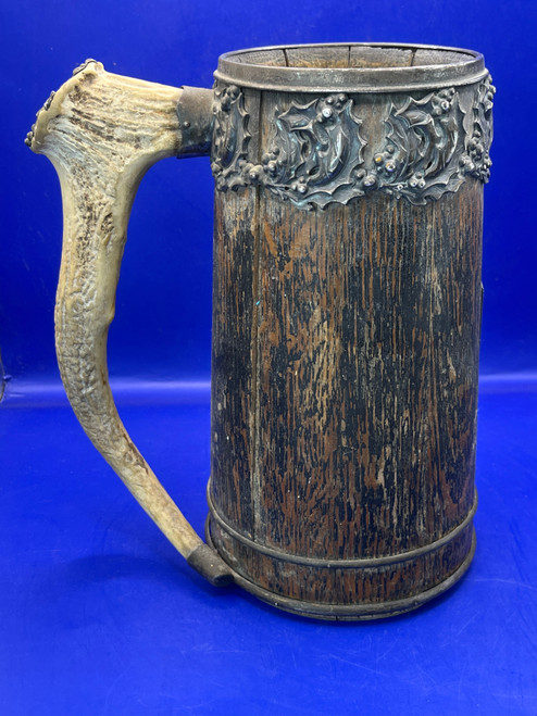 Antique 1900s Antler + Sterling Silver Antler Handle Lodge Stein