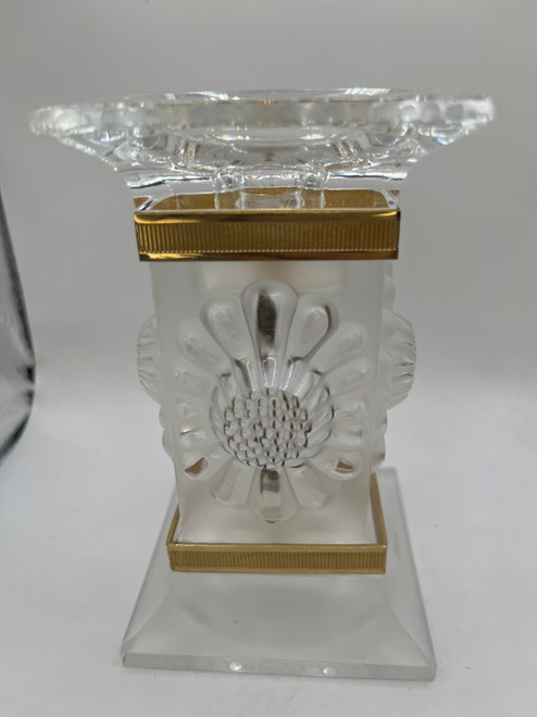 Vtg Lalique Crystal Paquerettes Pair of Daisy Candle Holders
