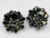Vtg 1980s Marie Ferra Clear Floral Crystal Clip-On Earrings Signed