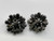 Vtg 1980s Marie Ferra Clear Floral Crystal Clip-On Earrings Signed