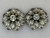 Vtg 1980s Marie Ferra Clear Floral Crystal Clip-On Earrings Signed