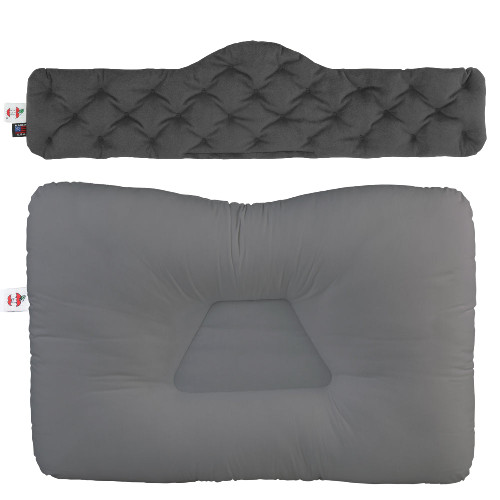 Tri-Core Cervical Support Pillow, Gray & MicroBeads Moist Heat Therapy Pack, Gray - Bundle