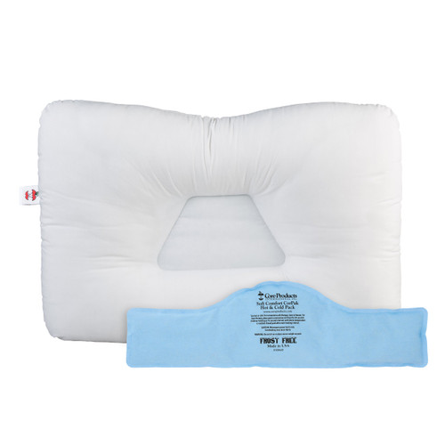 Tri-Core Cervical Pillow - White & Soft Comfort Hot & Cold CorPak Bundle