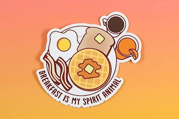 Breakfast Vinyl Sticker"Breakfast is my Spirit Animal" - Waffles Coffee Eggs