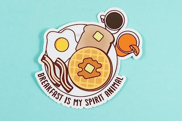 Breakfast Vinyl Sticker"Breakfast is my Spirit Animal" - Waffles Coffee Eggs