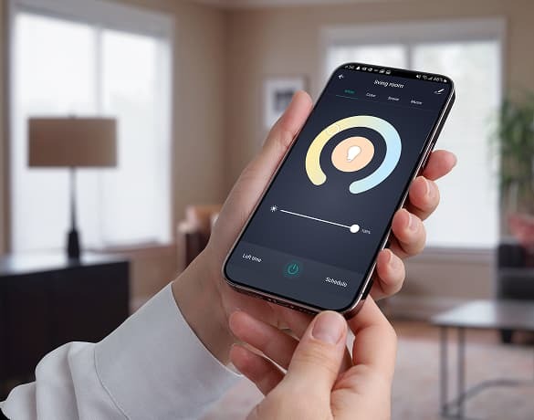person-managing-light-using-smart-app