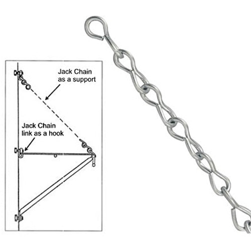 Jack chain provides up to 29lbs of support for greenhouse shelving. Individual chain links can be used as hooks.