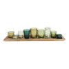 Tray with Glass Votive Holders Green