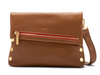 Hammitt's Mahogany Pebble and Gold Brushed with Red Zipper VIP Medium Crossbody Handbag