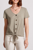 Button Front Tie T-Shirt 