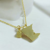 Minnesota state shaped golden necklace with home charm