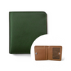 Two Tone Leather Wallet Dark Green Brown Inside