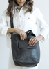Black Bianca Leather Crossbody Tote Bag