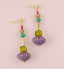 Purple Fluted Beaded Dangle Earrings