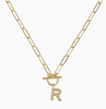 'R' Gold Initial Toggle Necklace