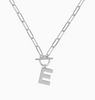 'E' Silver Initial Toggle Necklace