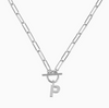 'P' Silver Initial Toggle Necklace