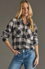 Navy Plaid Button Up Top