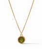 Iridescent Jade Green Fleur-­de­-Lis Solitaire Necklace