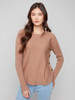Charlie B Truffle Side Button Boat Neck Sweater