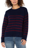 Burgundy and Navy Striped Drop Shoulder Sweater
