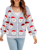 Grey Cardigan with Santa All Over Cardigan