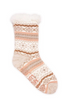 Cream & Pink Sherpa Lined Cabin Slipper