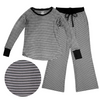 Black and Grey Dark Stripe Long Pajama Set