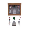 Cheese Knives with Glass Holiday Icon Handle S/3
