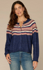 Stripe Hidden Snap Sweater Cardigan