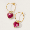 Ruby Conversation Heart Mini Hoop Earrings