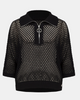 Black Crochet Funnel Neck Zipper Sweater