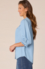 Chambray Crochet and Ruffle Detail Top