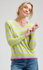 Striped Trim V Neck Sweater