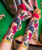 Festive Floral Sheer Crew Sock