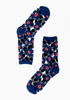 Bold Blue Floral Sheer Crew Sock