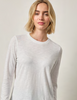 White Paneled Hem Long Sleeve Crew T-Shirt