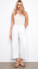 Charlie B White Cropped Patch Pocket Flare Twill Pants