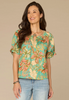 Floral Sea Glass Smock Neck Top