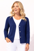 Navy Solid Cotton Slub Easy Jacket