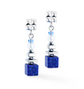 Blue Silver Cube Earring