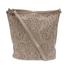 Joy Susan's Taupe Lazer Cut Eyelet Bucket Crossbody