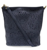 Denim Lazer Cut Eyelet Bucket Crossbody