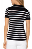 Black and White Stripe Collared Short Sleeve Sweater